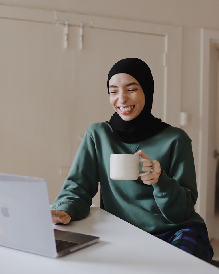 Personal shopping client on a video call