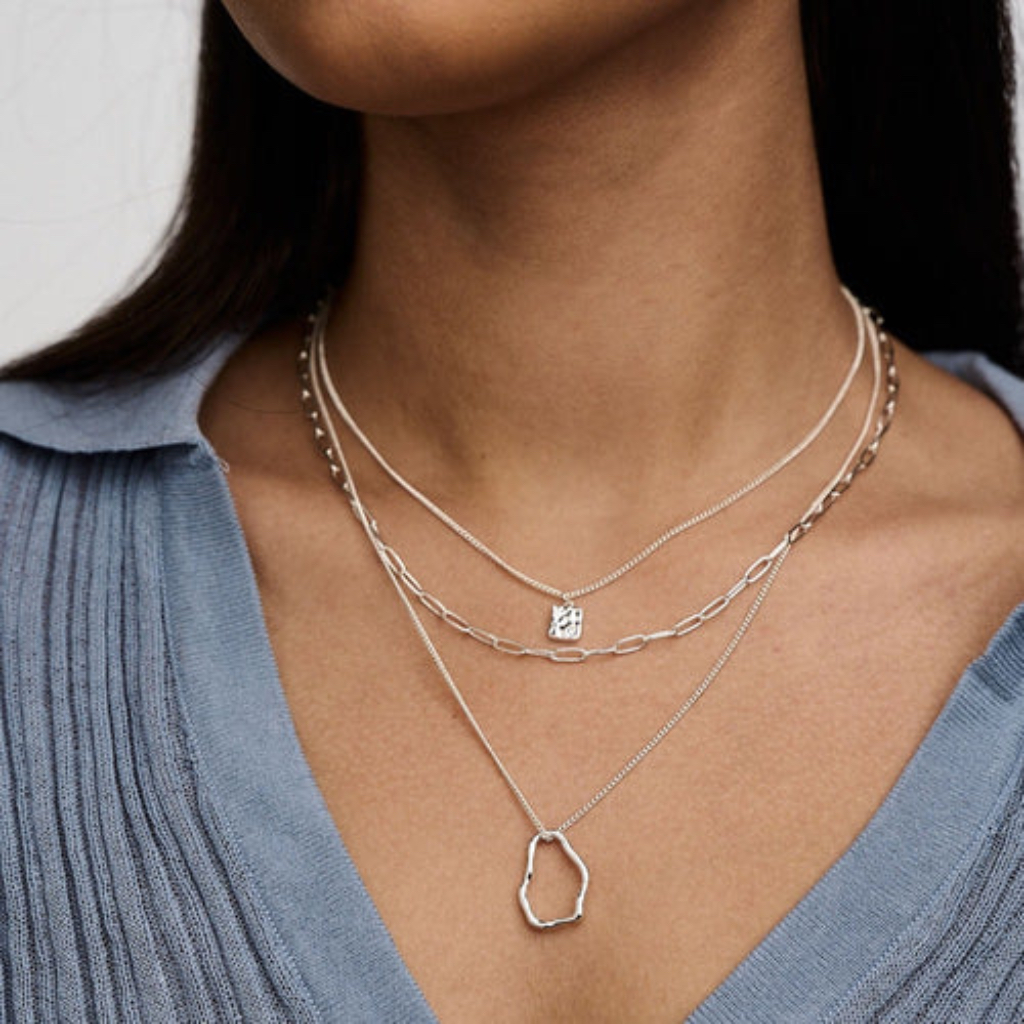 Orelia layered silver necklaces