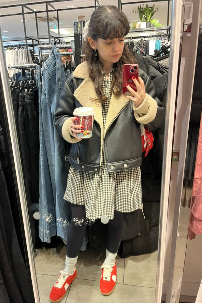 Zara kids black leather coat